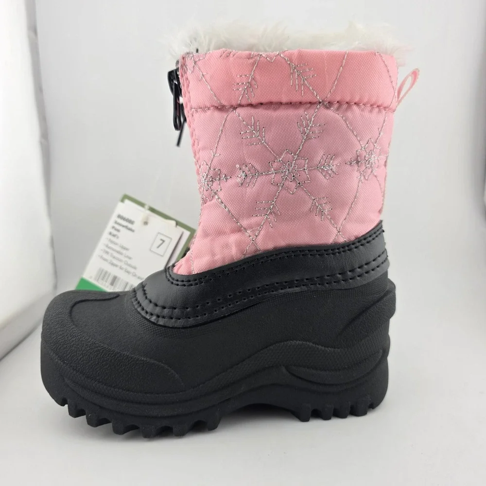 Itasca Snowflake‎ Snow Boots Kids Size 7 Pink New Quilted Zipper Winter Boots
